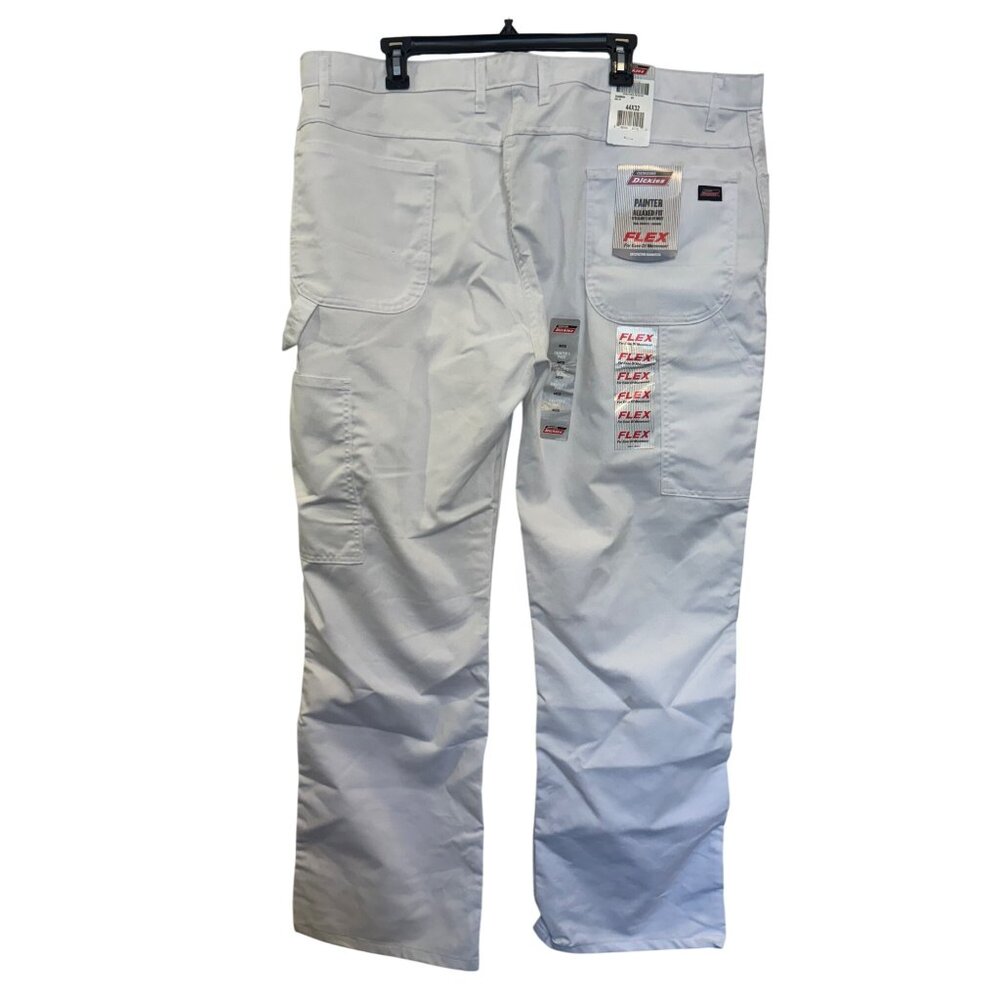 Dickies Painters Pants Mens Relaxed Fit 44x32 White Flex Durable Workwear